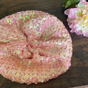 Pink sequin beret